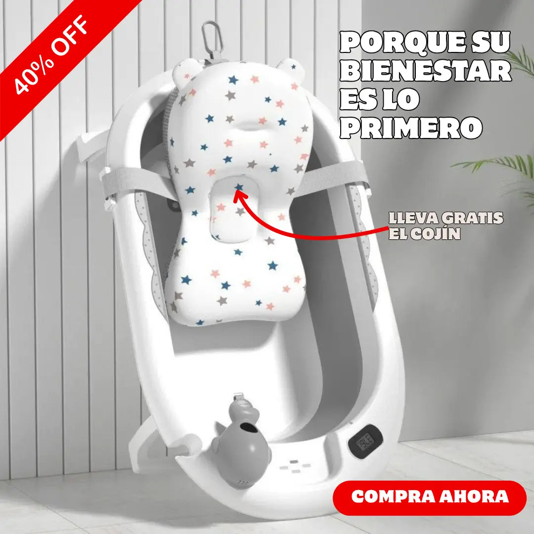 BAÑERA PLEGABLE PARA BEBÉ CON TERMÓMETRO