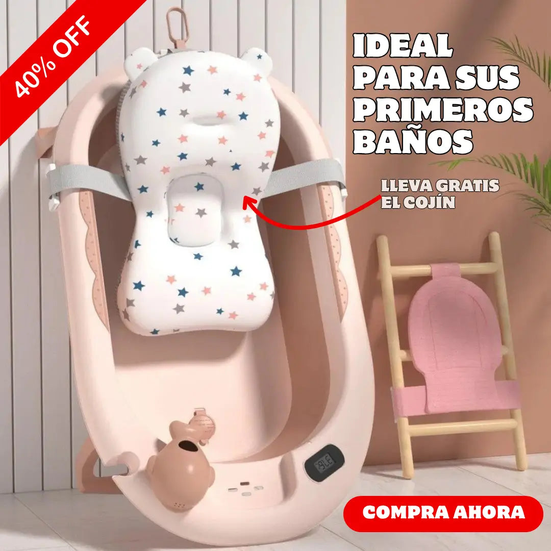 BAÑERA PLEGABLE PARA BEBÉ CON TERMÓMETRO