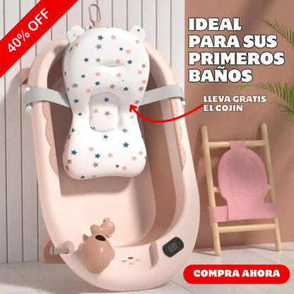 BAÑERA PLEGABLE PARA BEBÉ CON TERMÓMETRO